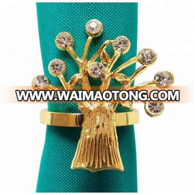 wholesales gold plated metal spring tree napkin rings